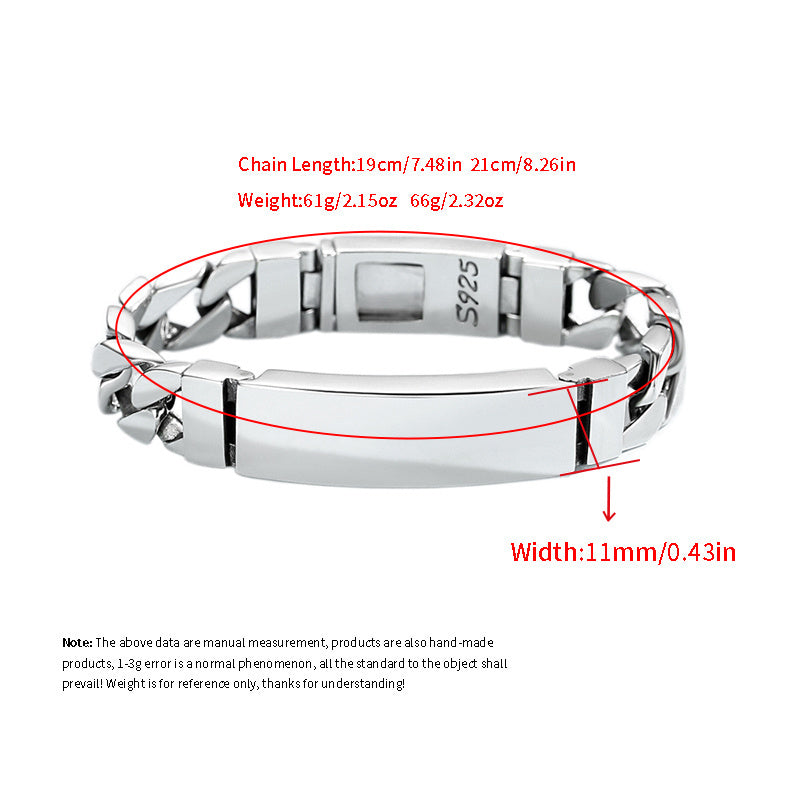 Men's Sterling Silver Hip Hop Style Bracelet Unisex Body Chain for Daily Wear and Festivals