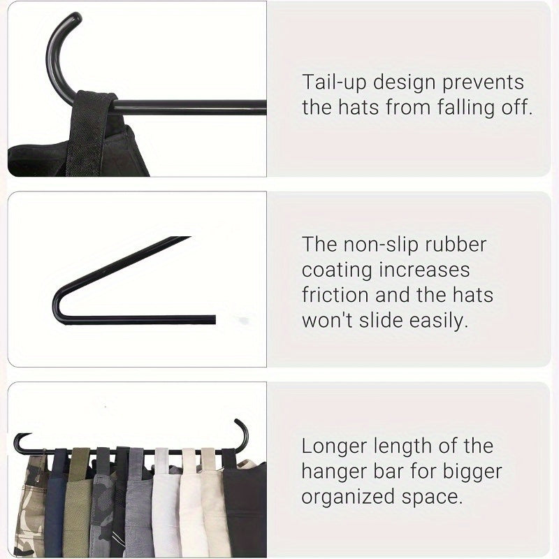 Steel Hat Rack Organizer for Baseball Caps, Space-Saving, No Assembly