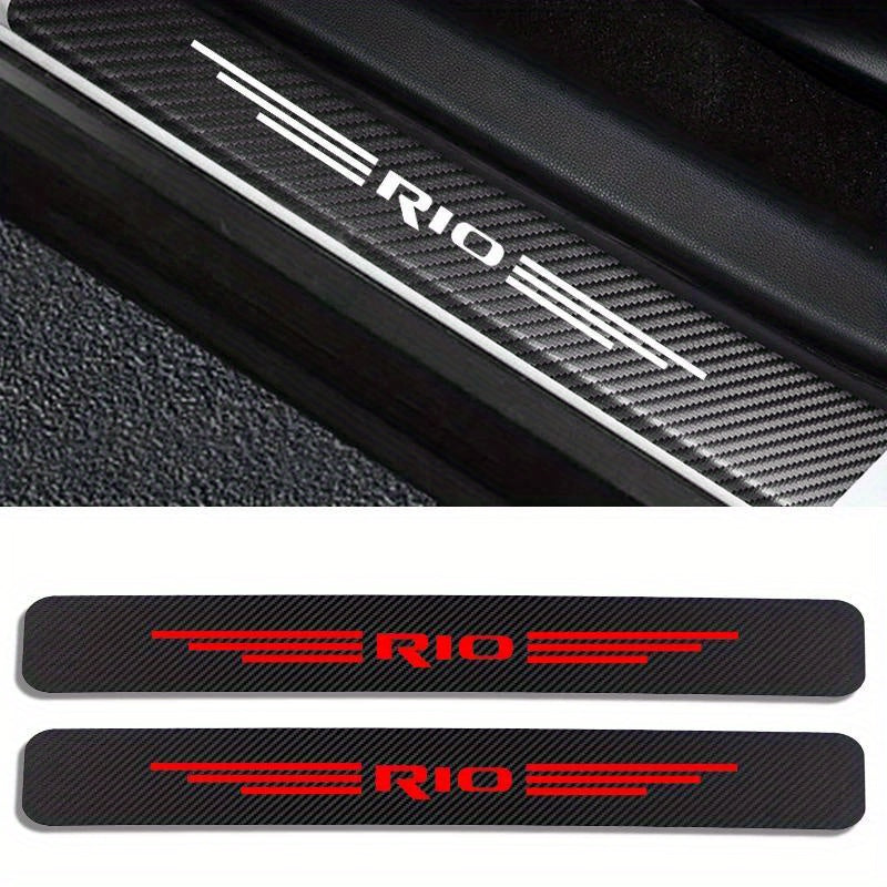Car Door Sill Protector PVC Carbon Fiber Look Anti-Scratch Pedal Cover Guard