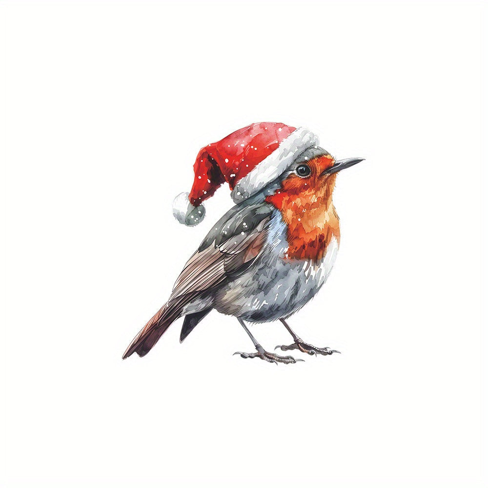Santa Hat Bird Window Cling Static Sticker for Holiday Decor