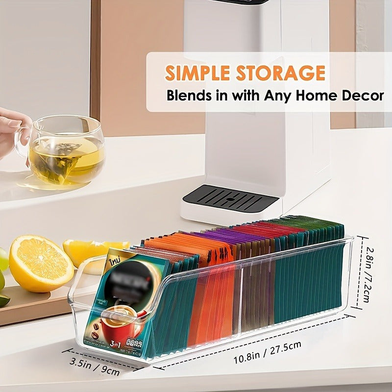 Clear Plastic Tea Bag Organizer for Coffee Sugar Packets Spice Pouches Kitchen Storage