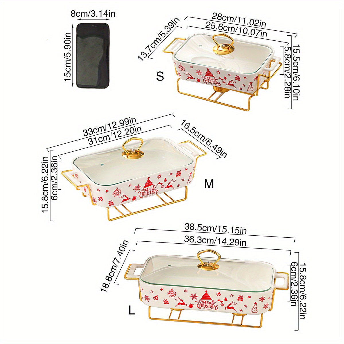 Ceramic Dinnerware Set with Christmas Designs Includes Soup Casserole Dishes