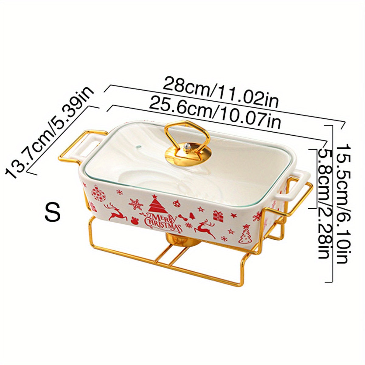 Ceramic Dinnerware Set with Christmas Designs Includes Soup Casserole Dishes