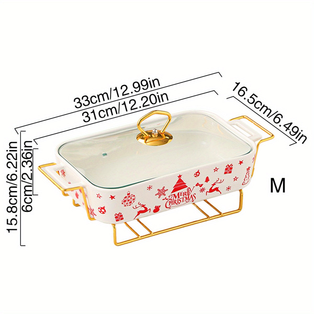 Ceramic Dinnerware Set with Christmas Designs Includes Soup Casserole Dishes