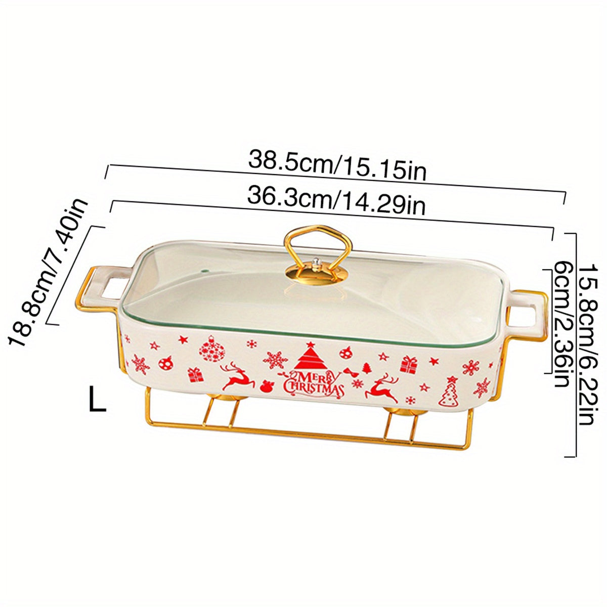 Ceramic Dinnerware Set with Christmas Designs Includes Soup Casserole Dishes