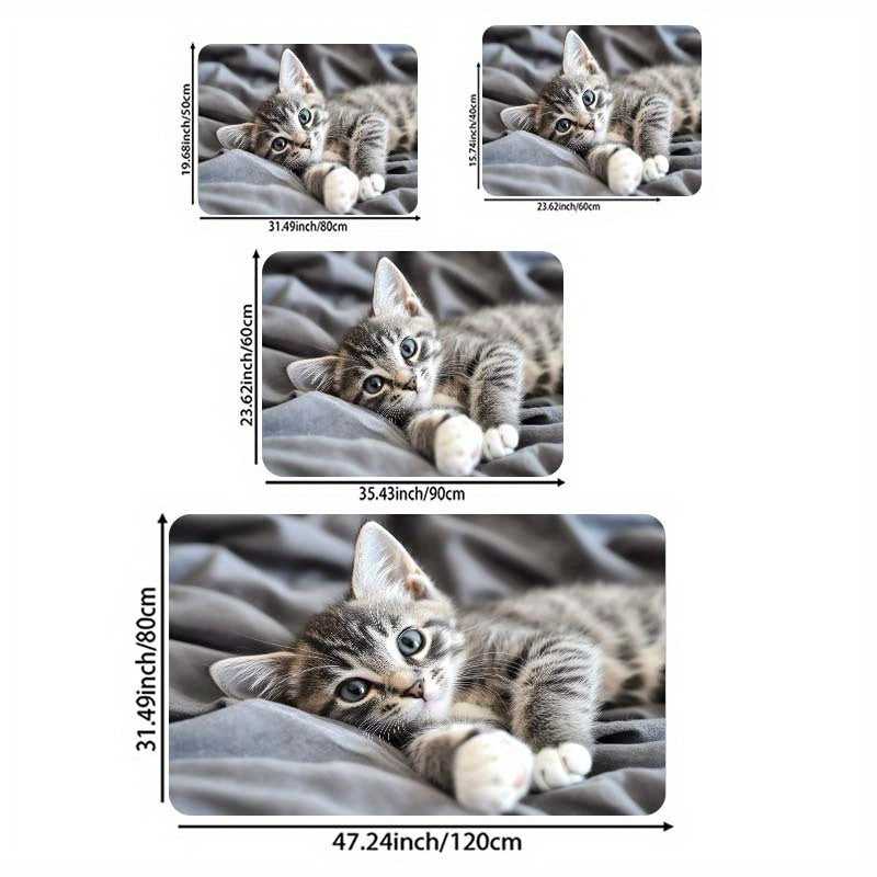 Элегантный коврик для пола с рисунком кошачьей кровати — функциональный коврик для игровой комнаты, ванной комнаты, кухни и жилых помещений — легкоочищаемый полиэстеровый коврик с противоскользящей ПВХ-основой