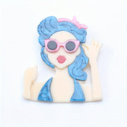 Dopamine Girl Brooch Summer Beauty Acrylic Irregular Shape Gift for Her