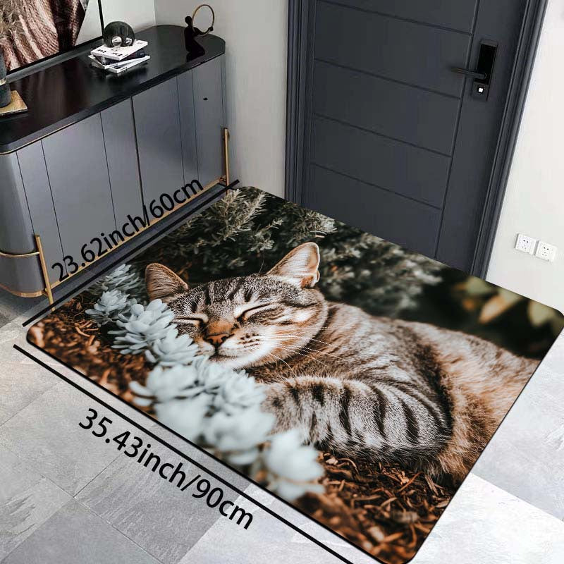 Indoor Cat Nap Doormat Polyester Non-Slip Bathroom Kitchen Living Room Decor