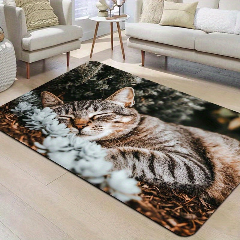 Indoor Cat Nap Doormat Polyester Non-Slip Bathroom Kitchen Living Room Decor