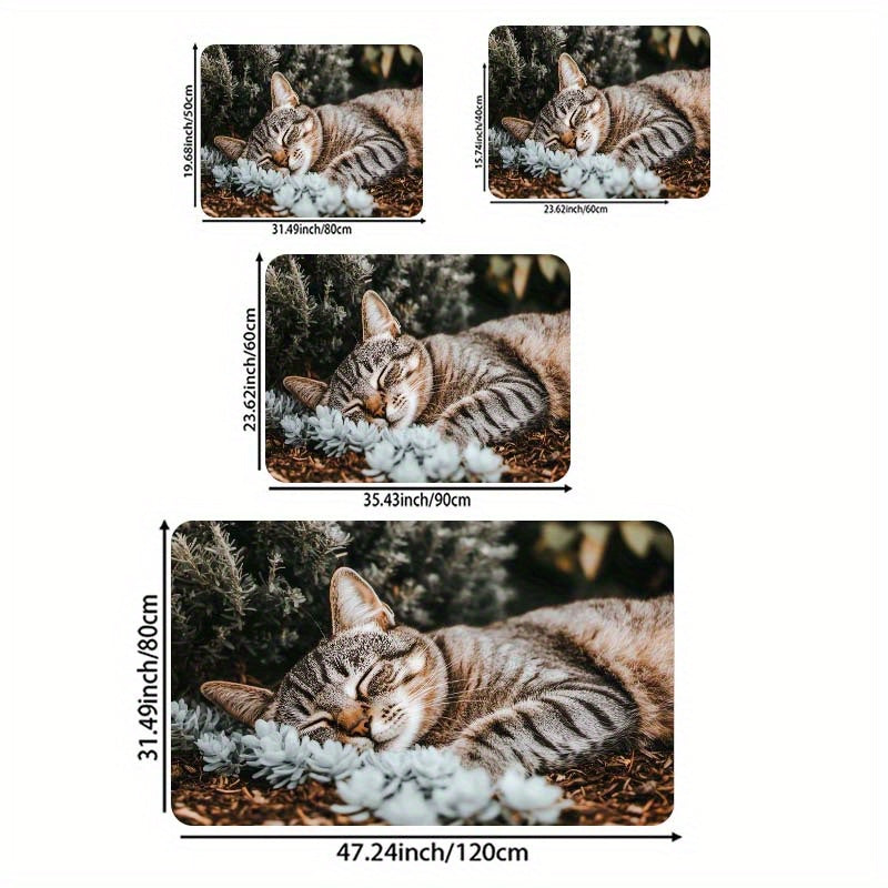 Indoor Cat Nap Doormat Polyester Non-Slip Bathroom Kitchen Living Room Decor