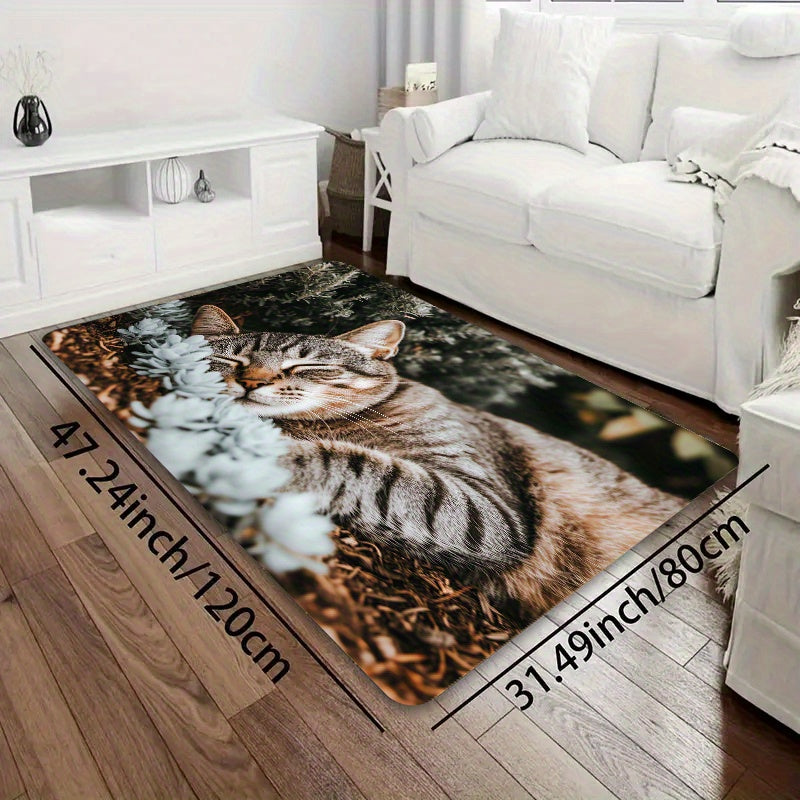 Indoor Cat Nap Doormat Polyester Non-Slip Bathroom Kitchen Living Room Decor