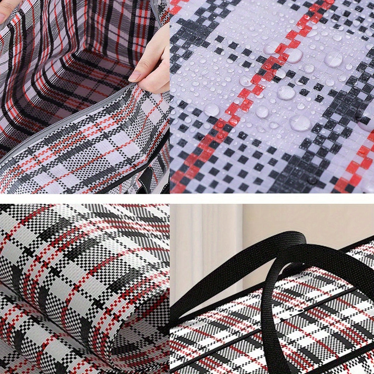 Waterproof Black Striped Storage Bag Foldable for Travel Home Organization