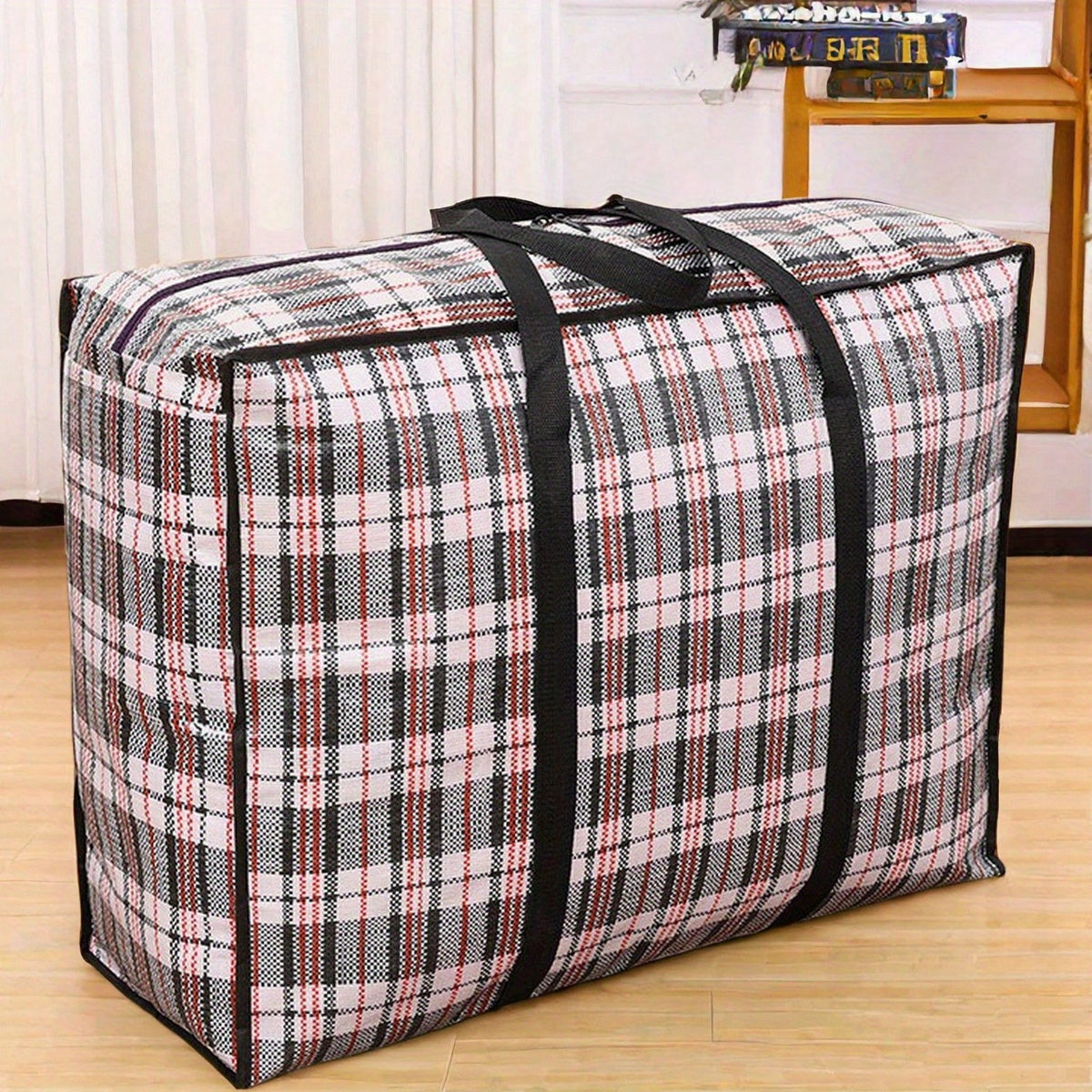 Waterproof Black Striped Storage Bag Foldable for Travel Home Organization