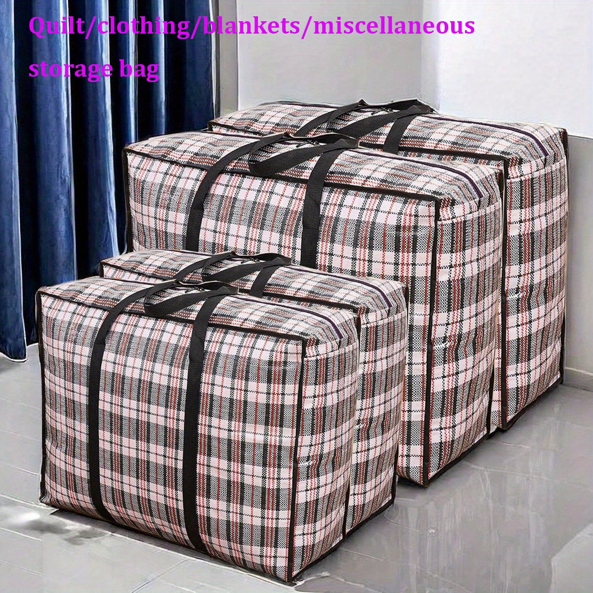 Waterproof Black Striped Storage Bag Foldable for Travel Home Organization