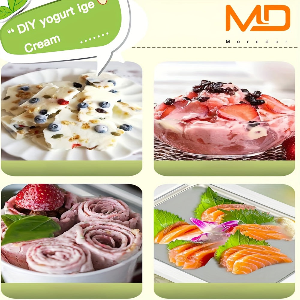 Bir parcha qo'lda ishlatiladigan zanglamaydigan po'latdan yasalgan muzqaymoq tayyorlagich, 3 kvart sig'imga ega, DIY muzlatilgan yogurt va muzqaymoq plastinkasi, oilaviy foydalanish uchun elektr talab qilinmaydi.