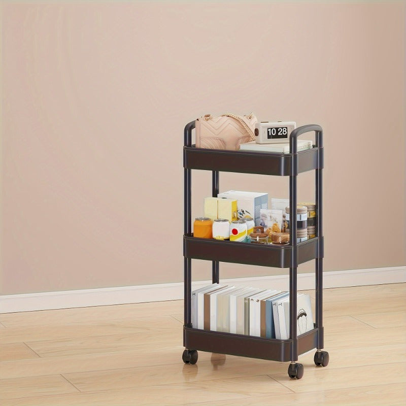 Durable Plastic Home Organizer with Wheels, Large Capacity Multi-Layer Storage