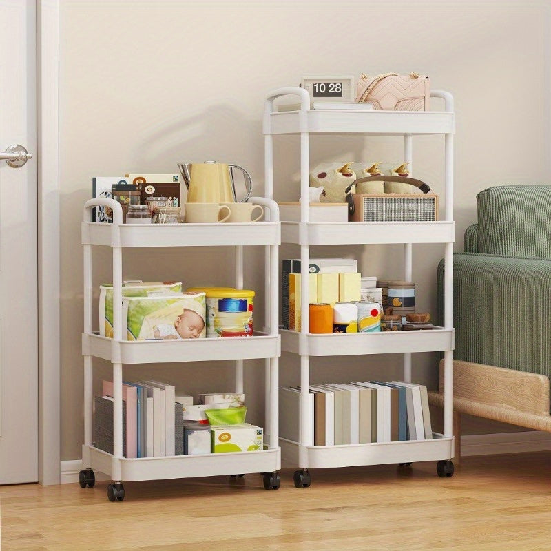 Durable Plastic Home Organizer with Wheels, Large Capacity Multi-Layer Storage