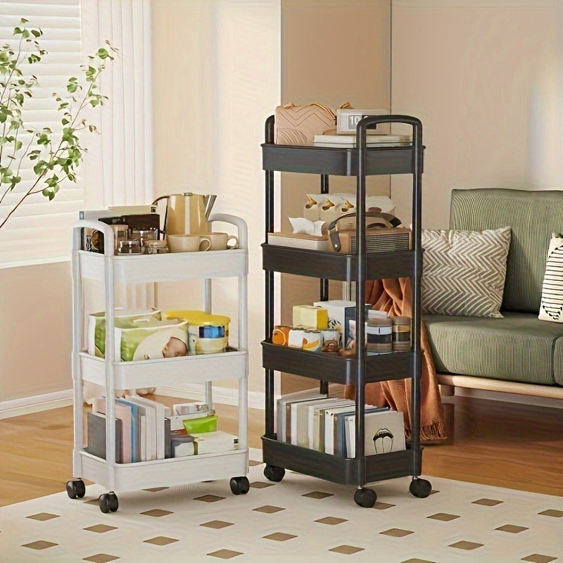 Durable Plastic Home Organizer with Wheels, Large Capacity Multi-Layer Storage