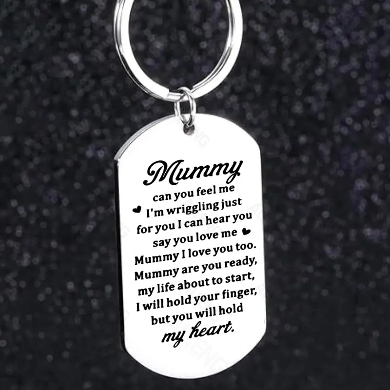 Ключница из нержавеющей стали для новых мам от ALLENG - гравированное сердечное сообщение - идеальный подарок для объявления о беременности, будущей матери, baby shower или для мамы в первый раз.