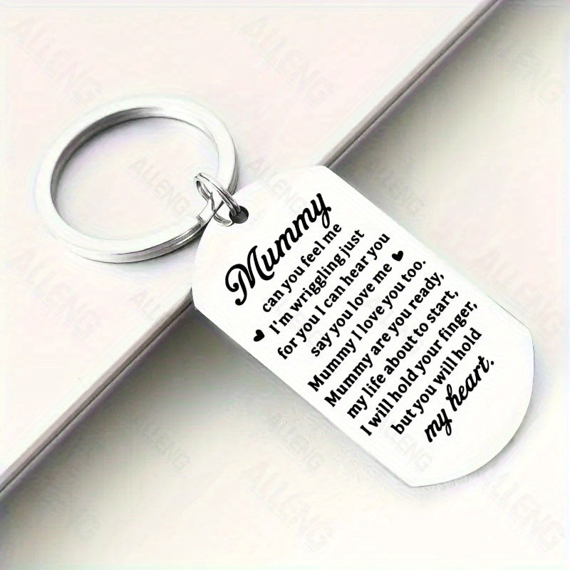 Ключница из нержавеющей стали для новых мам от ALLENG - гравированное сердечное сообщение - идеальный подарок для объявления о беременности, будущей матери, baby shower или для мамы в первый раз.