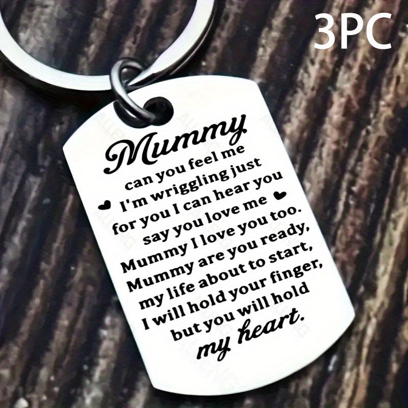 Ключница из нержавеющей стали для новых мам от ALLENG - гравированное сердечное сообщение - идеальный подарок для объявления о беременности, будущей матери, baby shower или для мамы в первый раз.