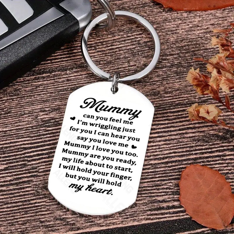 Ключница из нержавеющей стали для новых мам от ALLENG - гравированное сердечное сообщение - идеальный подарок для объявления о беременности, будущей матери, baby shower или для мамы в первый раз.