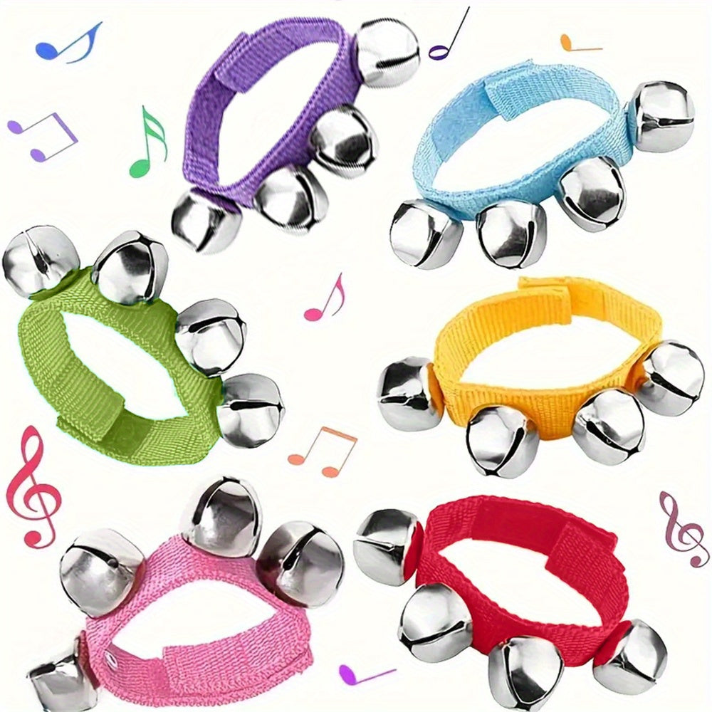 Kids Musical Wrist Bands Set with Jingle Bells in 6 Colors for Kids and Children