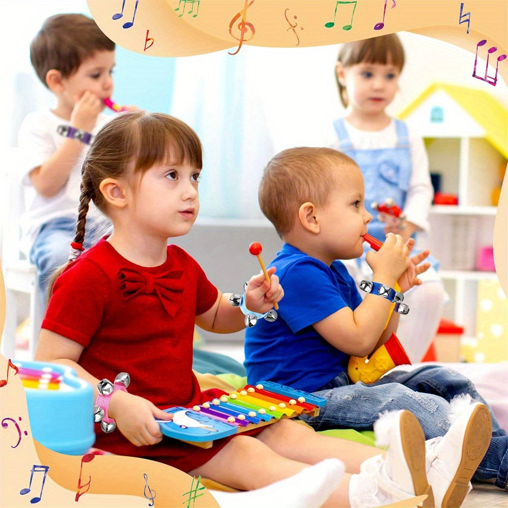 Kids Musical Wrist Bands Set with Jingle Bells in 6 Colors for Kids and Children