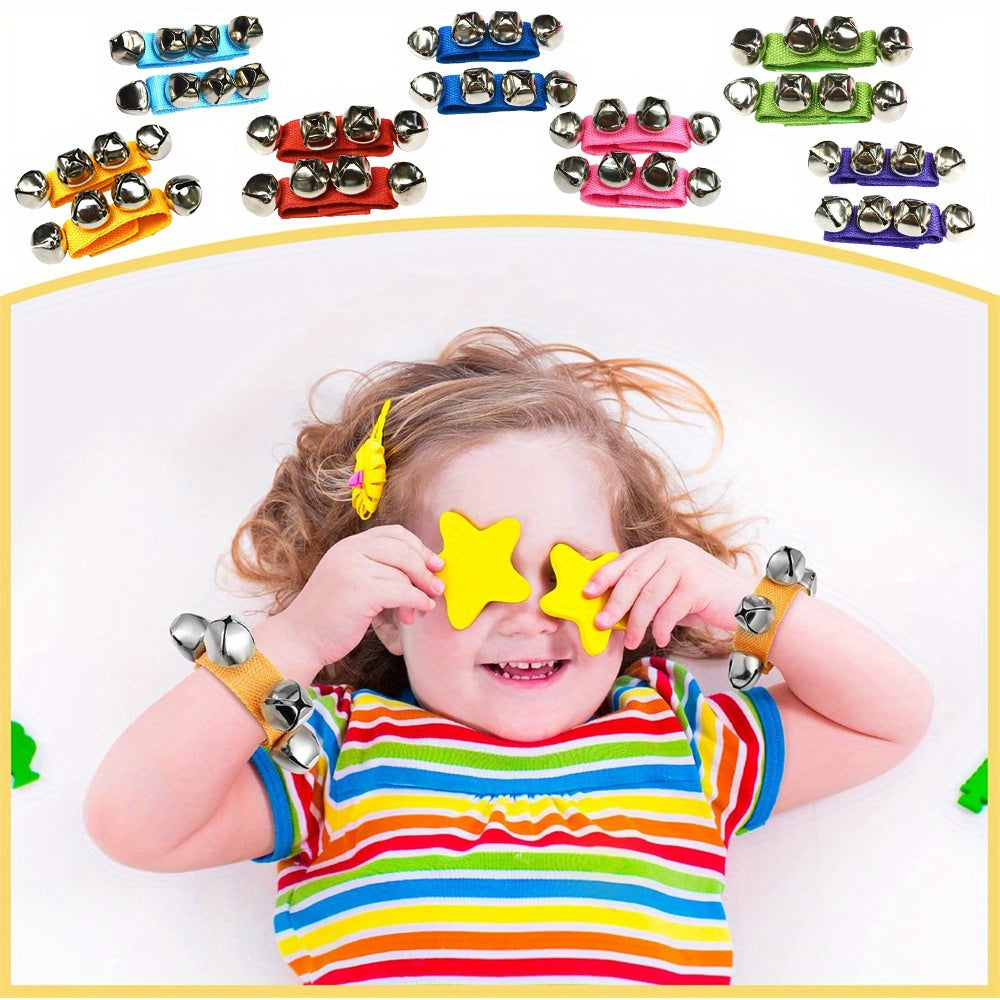 Kids Musical Wrist Bands Set with Jingle Bells in 6 Colors for Kids and Children