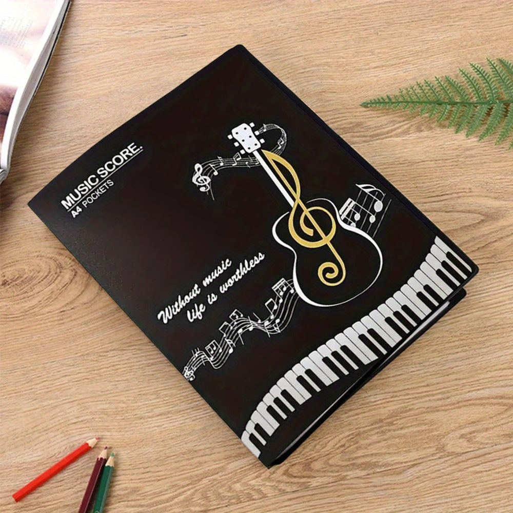 40 ta cho'ntakli varaq musiqa tashkilotchisi A4 papkasi gitara, fortepiano uchun, notatsiya chizig'i, suvga chidamli