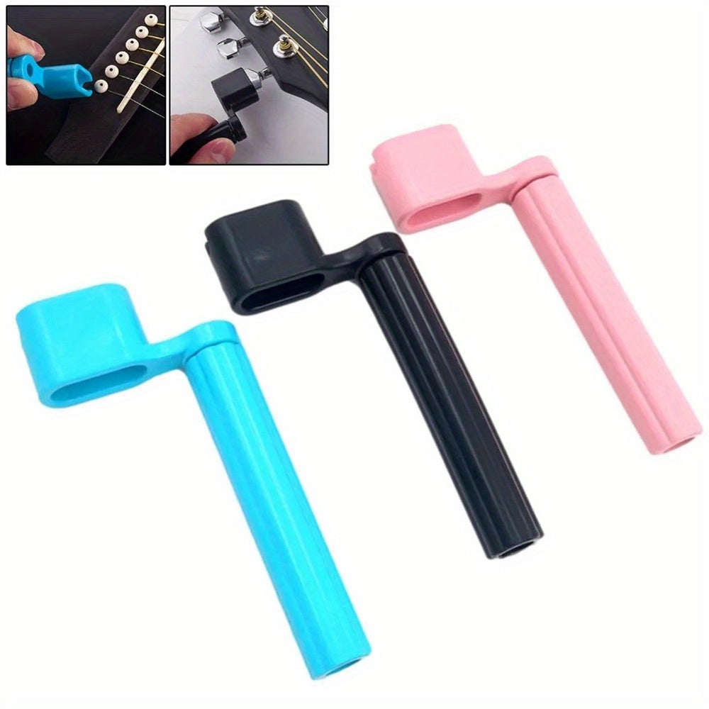 Guitar String Winder Tool for Loosening and Tuning Acoustic Electric Guitar Strings with Bridge Pin Popping Function