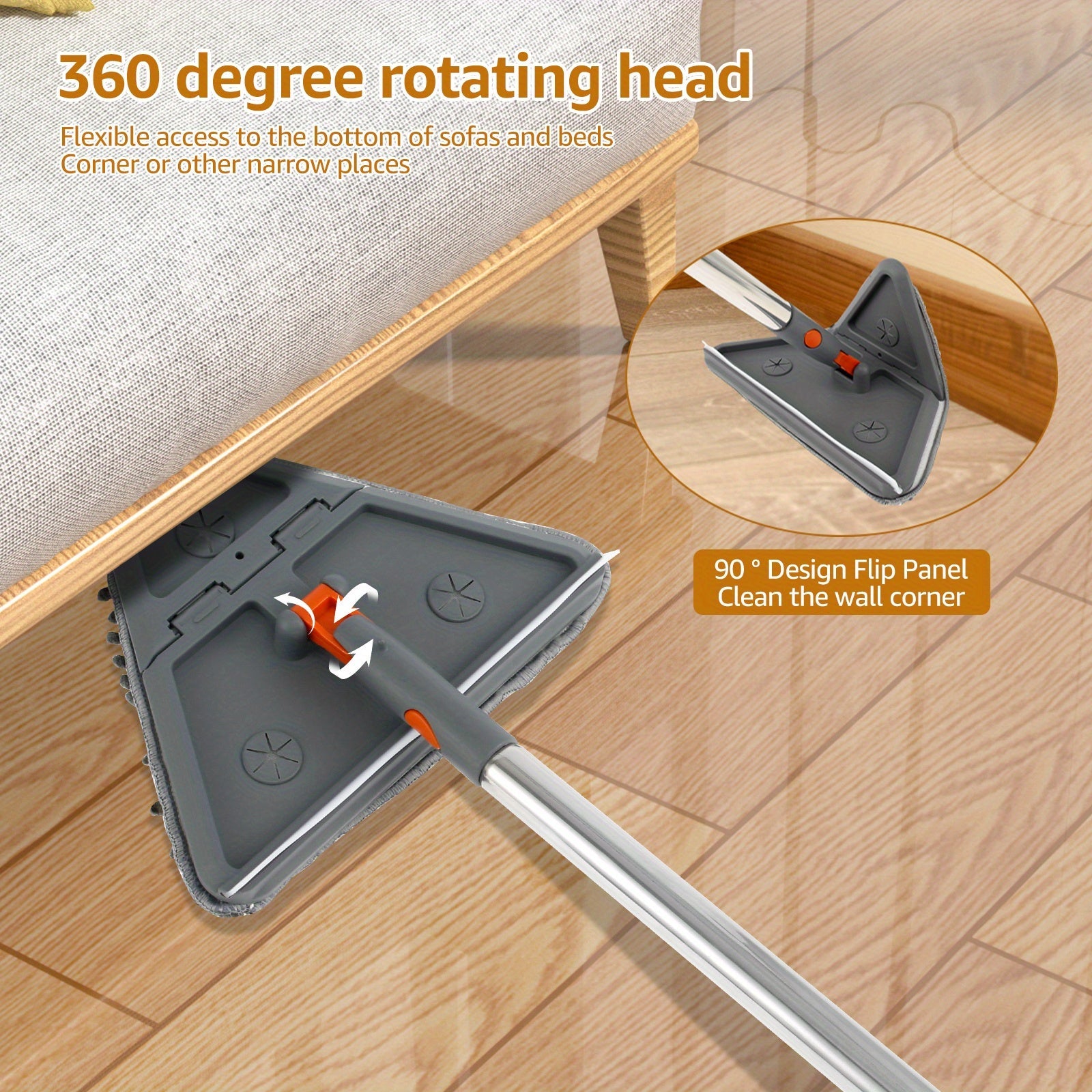 Herramienta de limpieza multi-superficie para paredes y suelos, trapeador 2 en 1 con mango largo