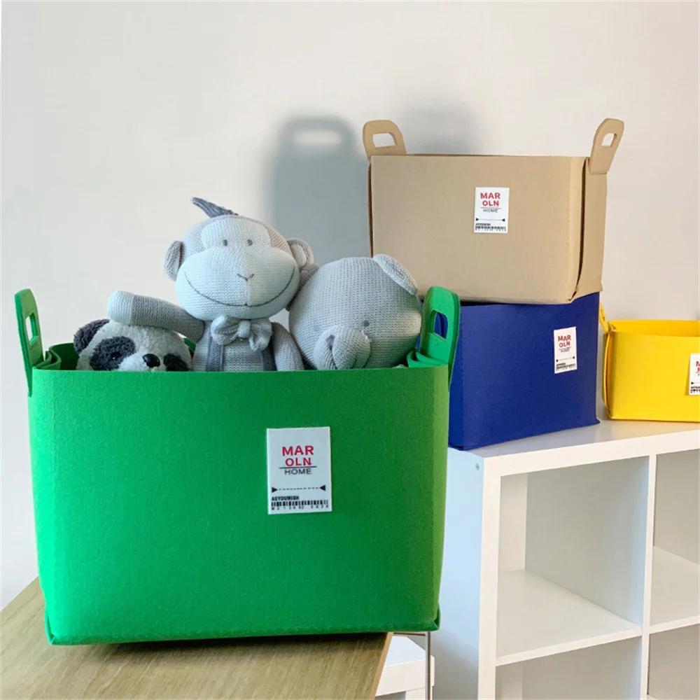 Felt Storage Basket Collapsible Candy-Colored Portable Spacious for Home Office Camping