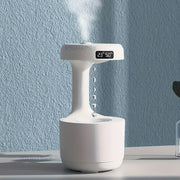 White Anti-Gravity Humidifier with Clock Night Light and USB Power
