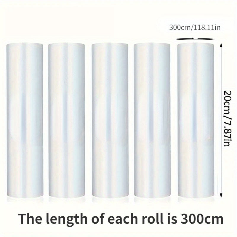 Ovqat saqlash uchun tarmoqli 300 sm BPA-siz teksturali vakuum yopishqich paketlarining 5 ta ruloni