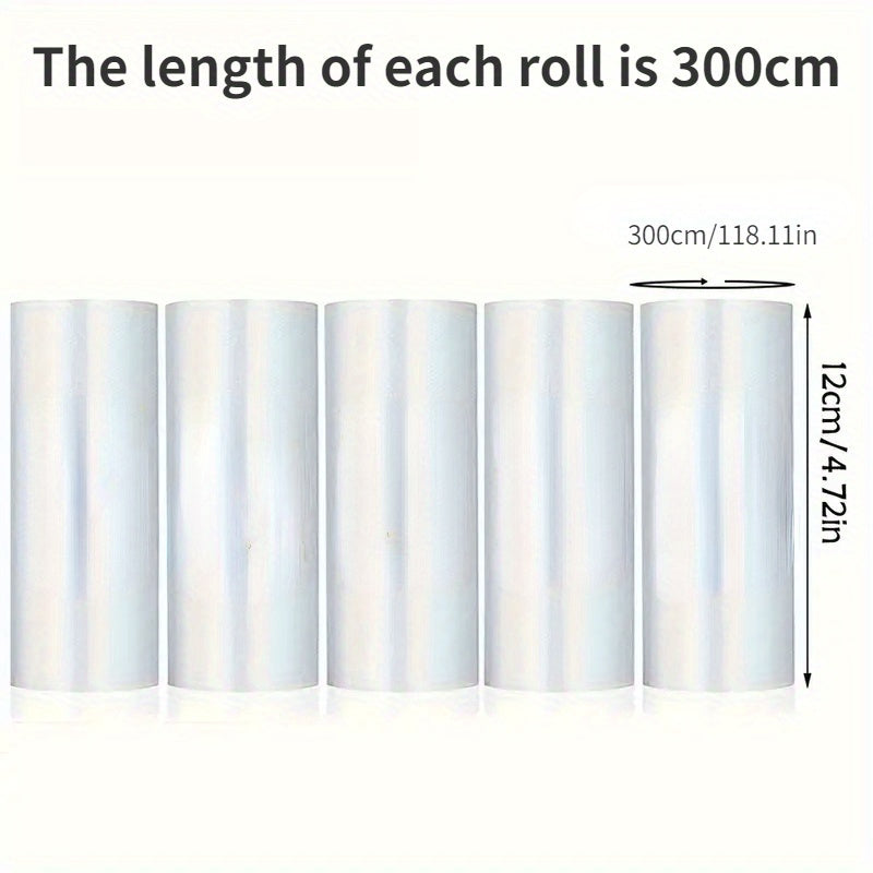 Ovqat saqlash uchun tarmoqli 300 sm BPA-siz teksturali vakuum yopishqich paketlarining 5 ta ruloni