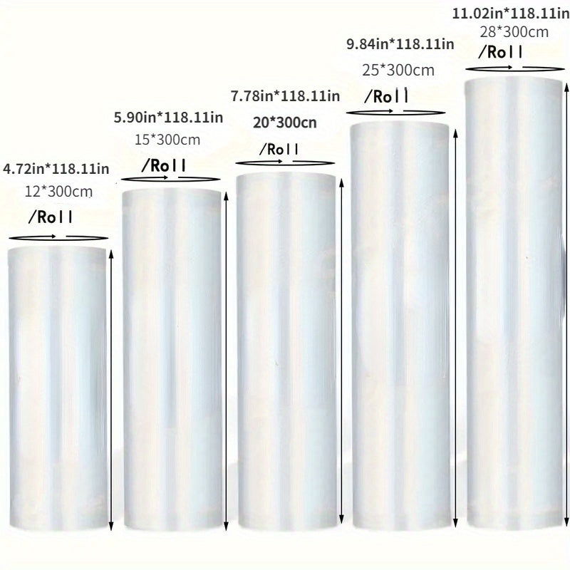 Ovqat saqlash uchun tarmoqli 300 sm BPA-siz teksturali vakuum yopishqich paketlarining 5 ta ruloni