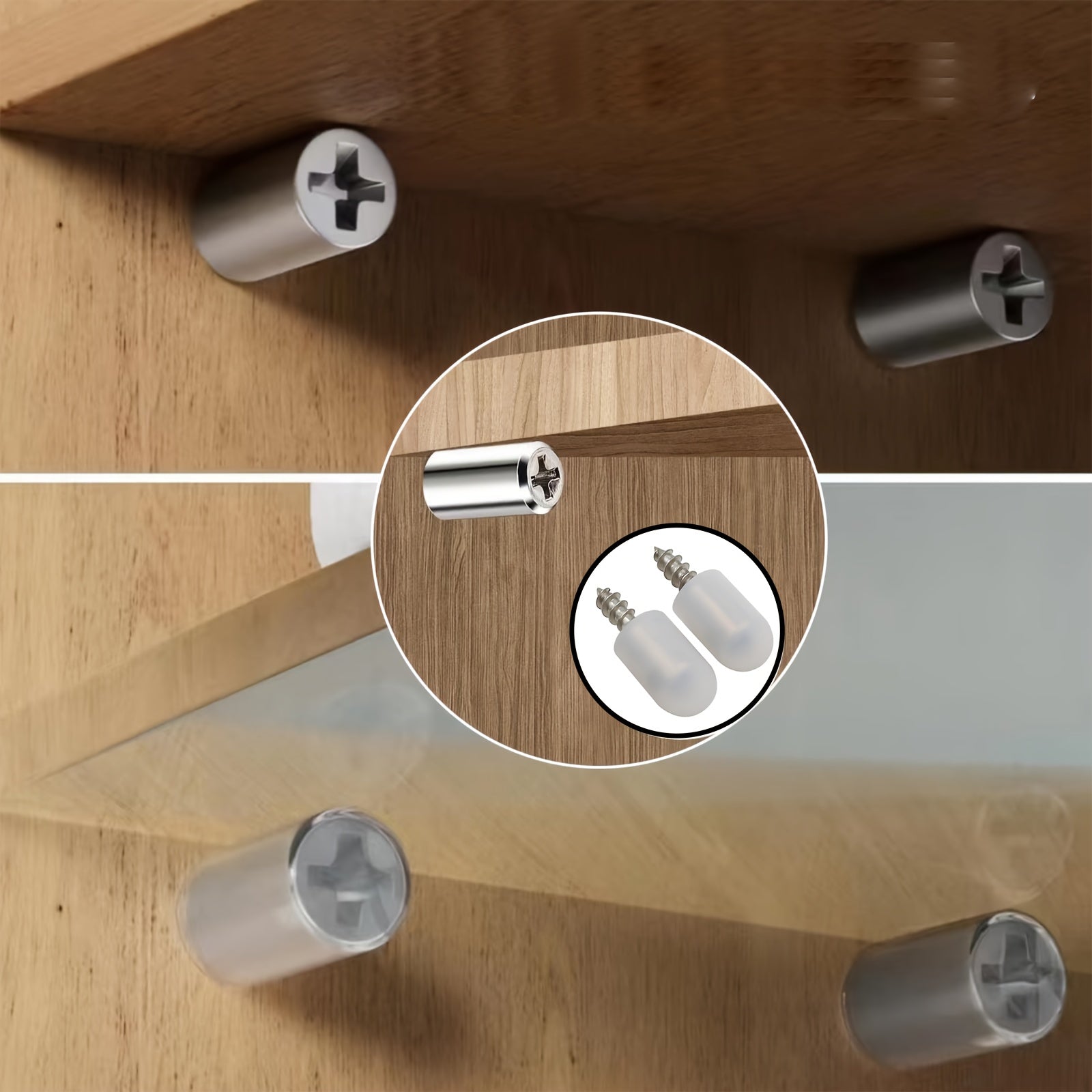 Metal Shelf Support Pegs with Anti-Slip Sleeves and Screws for Cabinets and Furniture