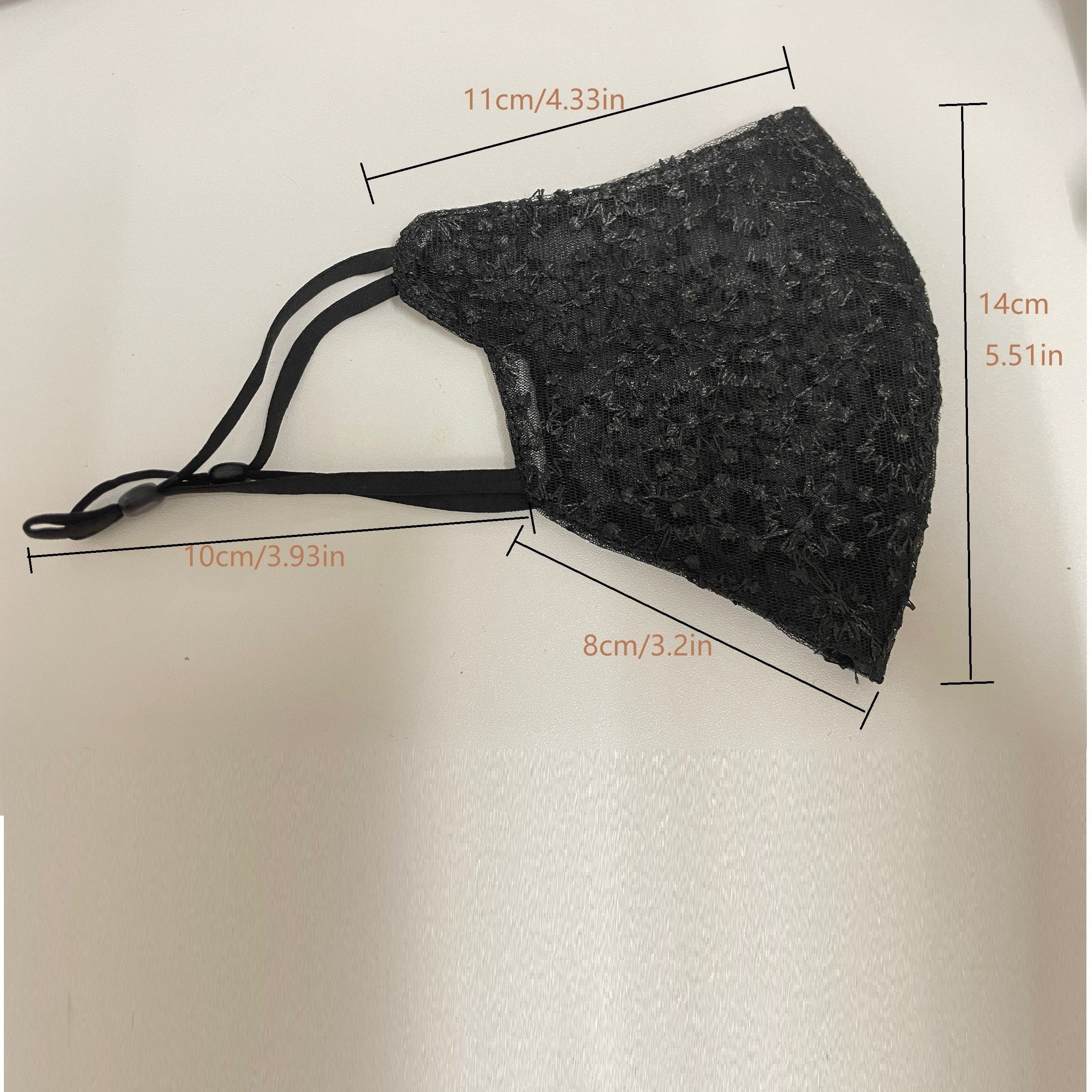 Black Lace Face Mask with Sequin Embellishments for Women Elegant Polyester Evening Wear