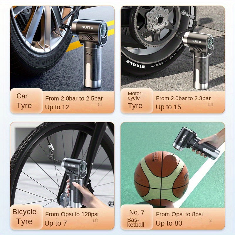 Wireless Tire Inflator Portable Air Compressor with Digital Display and Rechargeable Lithium Battery