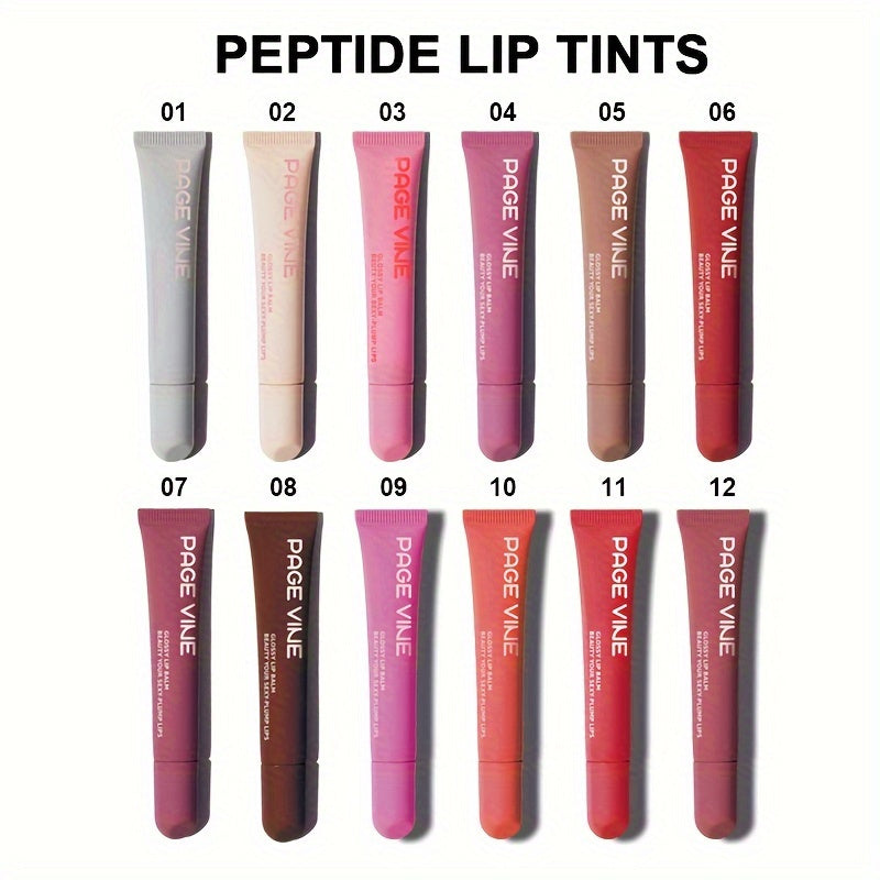 Women Lip Tints 12 Shades Long-Lasting Moisturizing Peptide Lip Balm