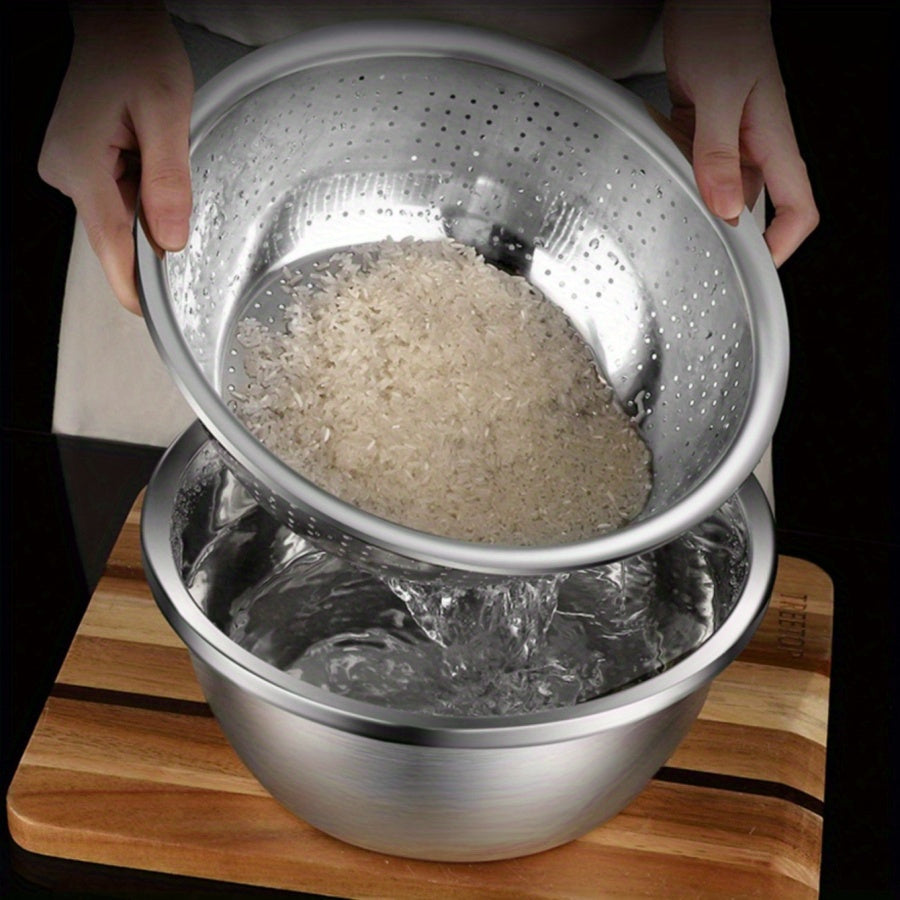 Stainless Steel Kitchen Grater Set with Draining Bowl and Mandoline Slicer