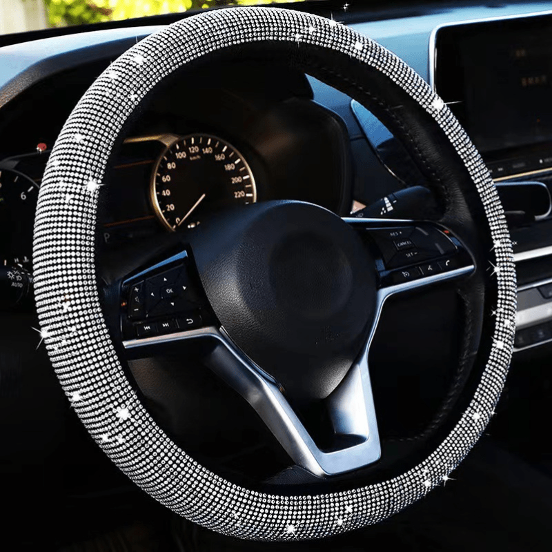 Sequin Bling Steering Wheel Cover Diamond Design Universal Fit Car Accessory