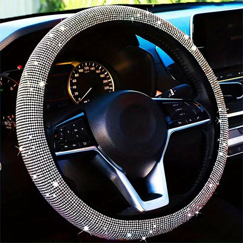 Sequin Bling Steering Wheel Cover Diamond Design Universal Fit Car Accessory