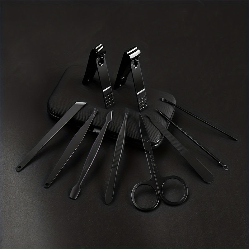 10/24 Pcs Black Nail Clippers Set Sharp Sturdy Fingernail and Toenail Cutters for Men and Women