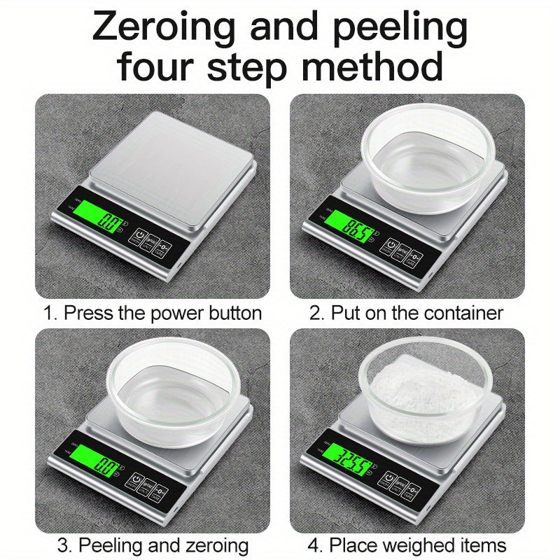 Digital Kitchen Scale 105.8oz to 0.0035oz Food-Safe ABS Battery Powered