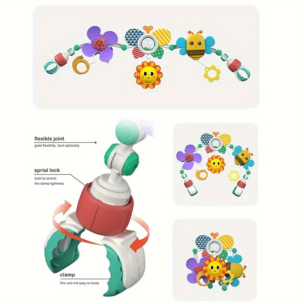 Infant Stroller Mobile Toy Butterfly Bee Flower Rattles Plastic for Ages 0-3
