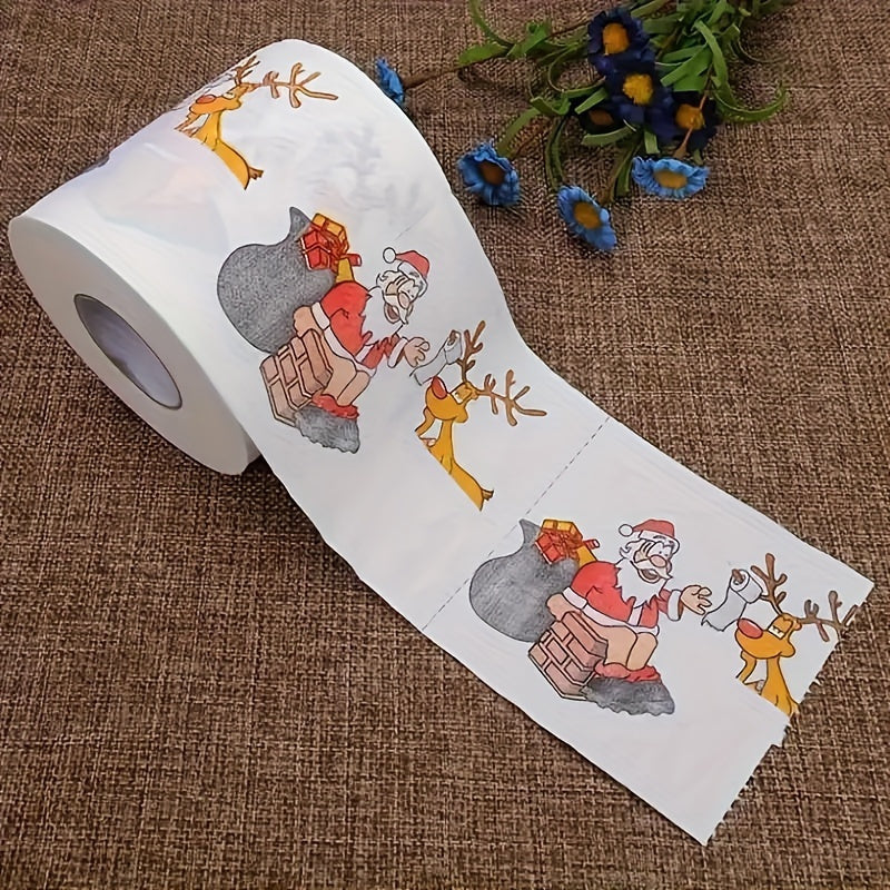 Rollo de papel higiénico de reno de Santa divertido 10cm x 10cm Decoración navideña Suministros para fiestas
