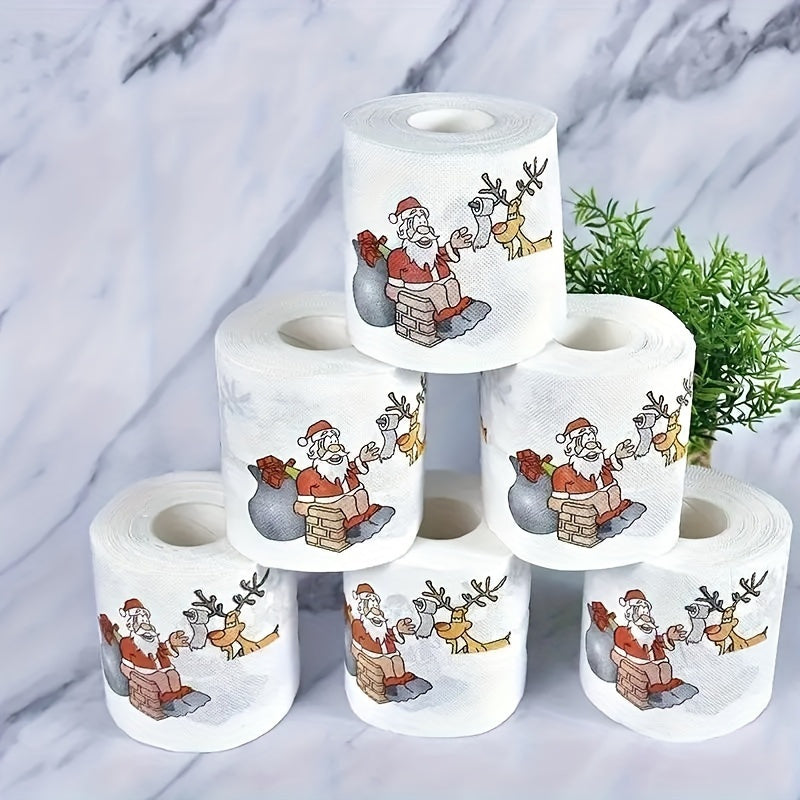 Rollo de papel higiénico de reno de Santa divertido 10cm x 10cm Decoración navideña Suministros para fiestas