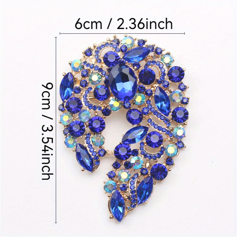 Ayollar uchun ko'zni qamashtiradigan nozik va nafis zargarlik buyumlari uchun Moviy Rhinestone brosh